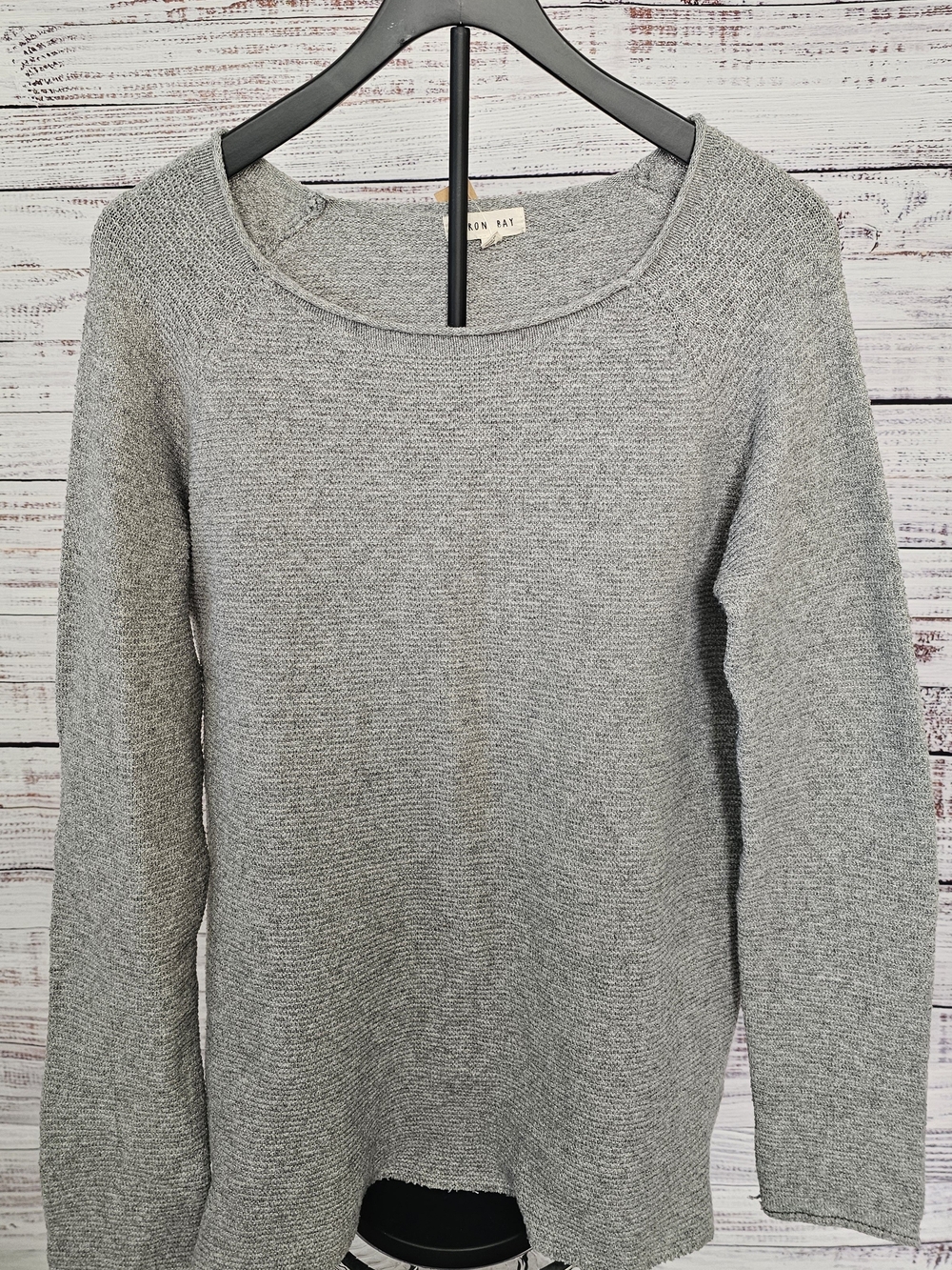 Eileen Fisher Light Gray Scoop Neck Knit Sweater